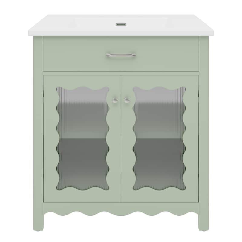 Bathroom Vanity with Tempered Glass