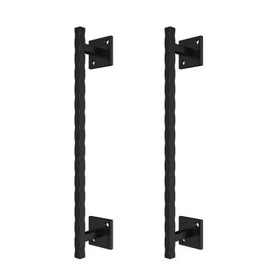 WINSOON 12"Antique Rustic Handmade Barn Door Handle, Black Finish Flush Style Base Handle