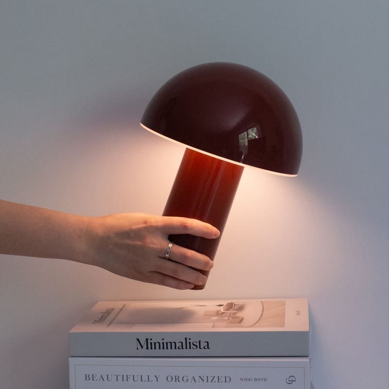 Brightech Celia LED Glossy Modern Round Dome Dimmable Cordless Portable Rechargeable Bedside Nightstand Desk Lamp