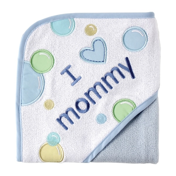 slide 1 of 1, Luvable Friends Baby Boy Hooded Towel, Blue Mom, One Size - Blue Mom - One Size One Size - Blue Mom