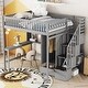preview thumbnail 25 of 32, 72"H Storage Staircase Loft Bed with Desk,Bookshelf,Fence& Wardrobe, Full Size