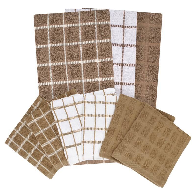 Ritz 3-Pack Terry Check Kitchen Towel and 6-Pack Terry Check Dish Cloth Set