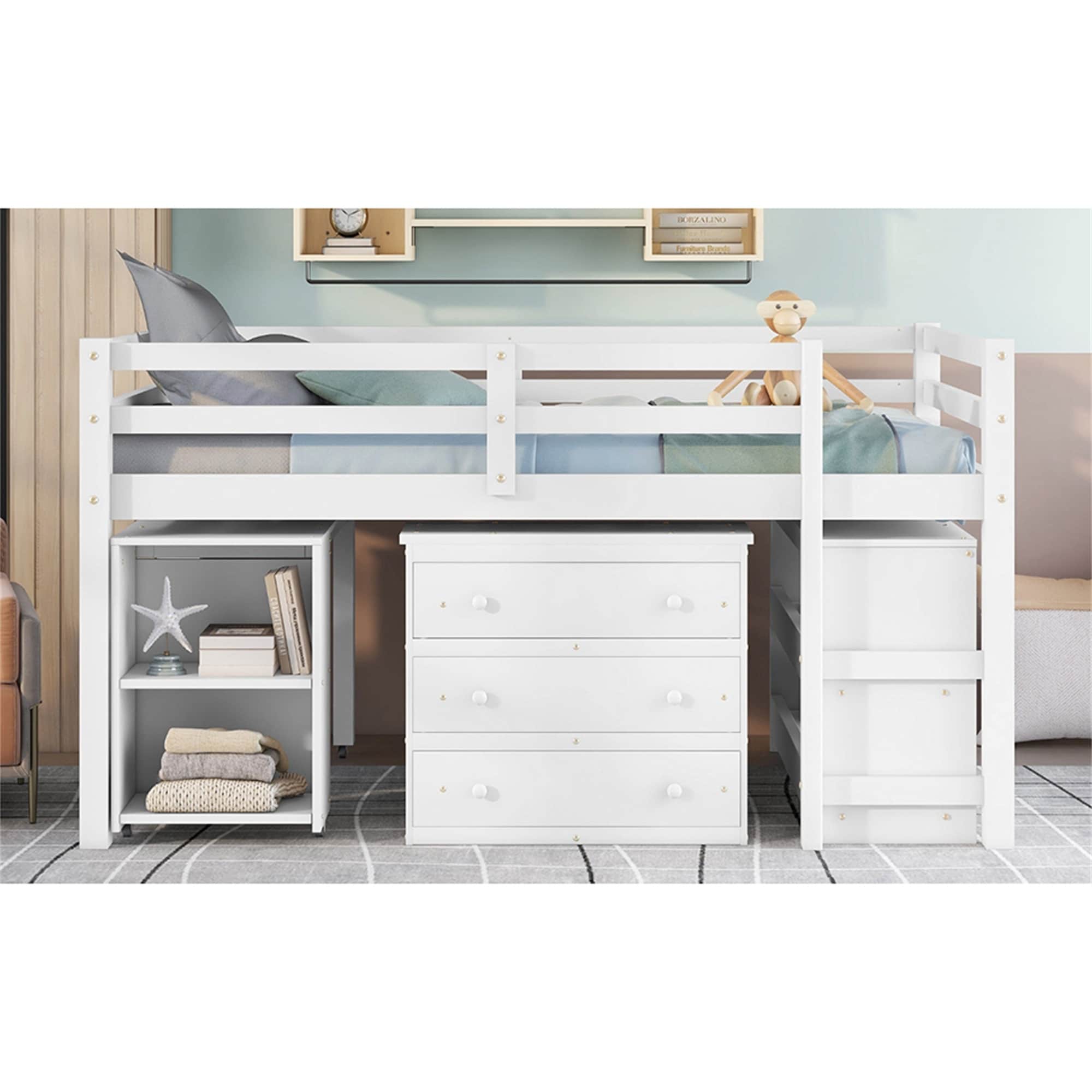 Low study loft bed full size sale