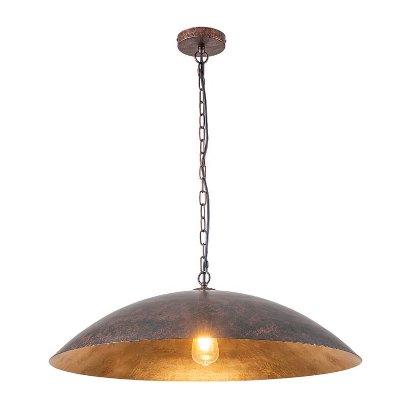 1-Light Black Gold Oversized Metal Dome Pendant Light - 27in - Rust Red Bronze