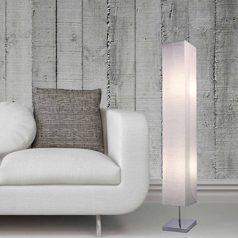Honors Paper Floor Lamp with Chrome Base and White Paper Shade 2-PACK