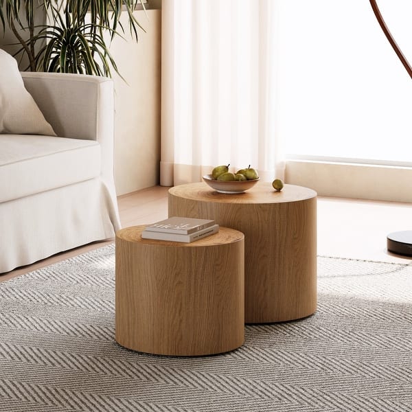 Nesting Coffee Table Set of 2 - Natural Wood - Bed Bath & Beyond - 44065896