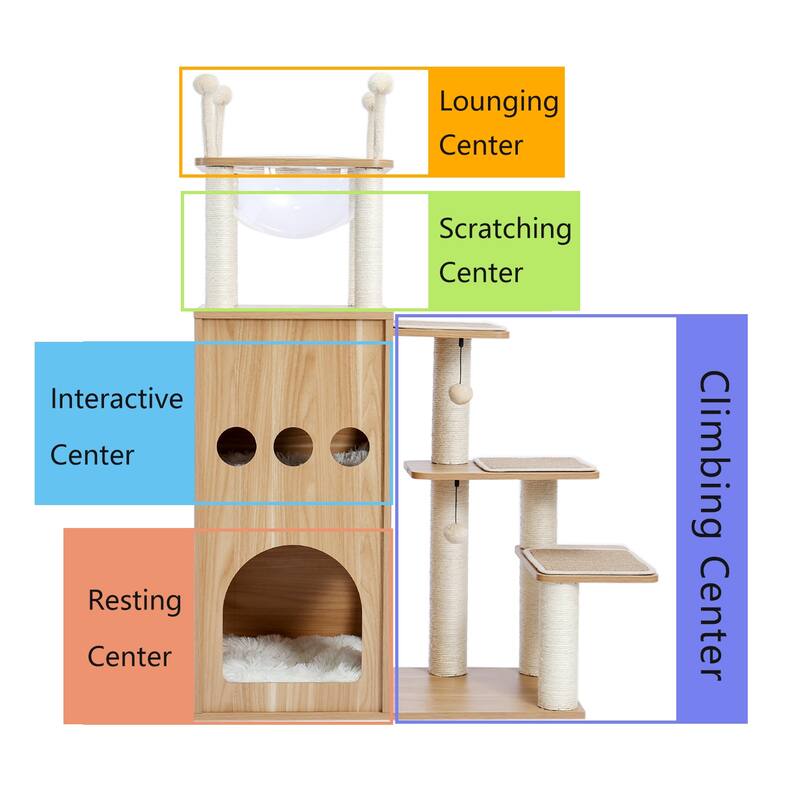 Extra Tall Sky-Castle Design Wooden Modern Luxury Cat Tree