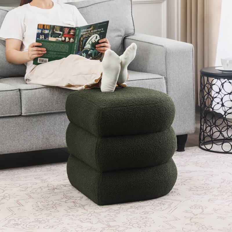 Adeco Boucle Ottoman Upholstered Footrest