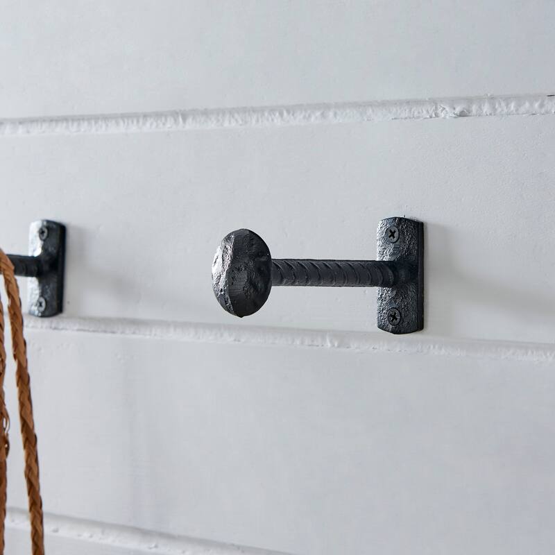 Decorative Industrial Cast Iron Nail Head Wall Hooks (Set of 6)