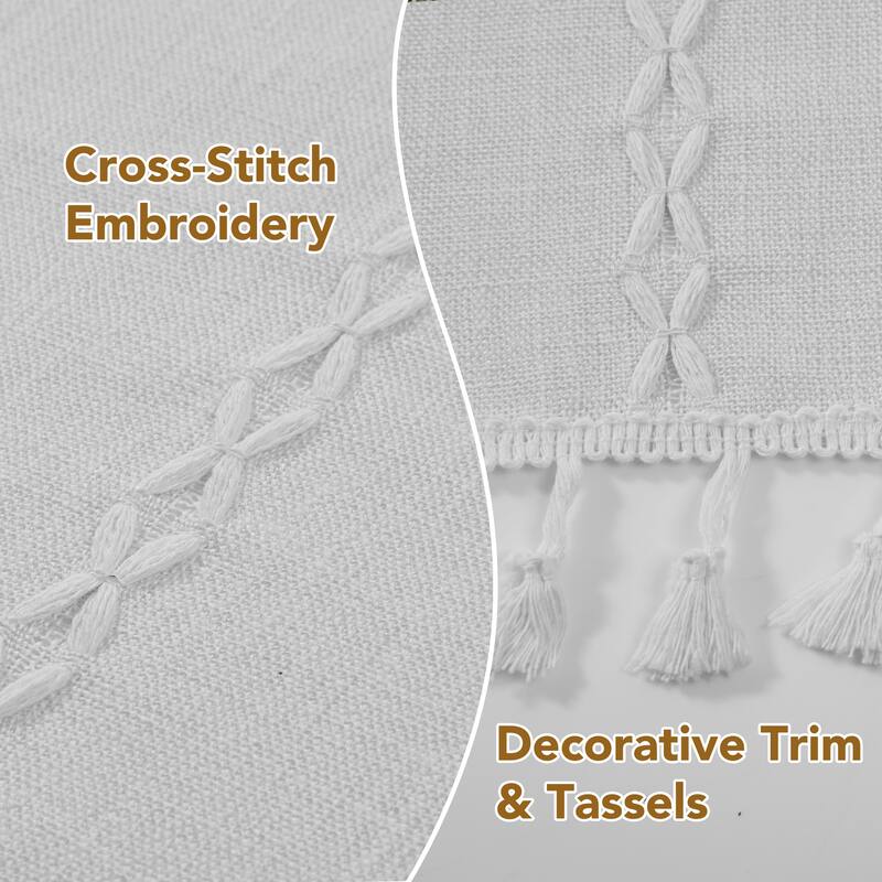 Deconovo Boho Sheer Curtain with Tassels & Embroidery 1 Panel