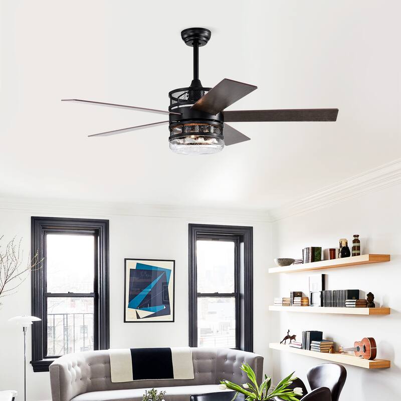 Classic Ceiling Fan Light with 5 Blades and Lighting, Speed Adjustment Function for Bedroom and Living Room - Matte Black