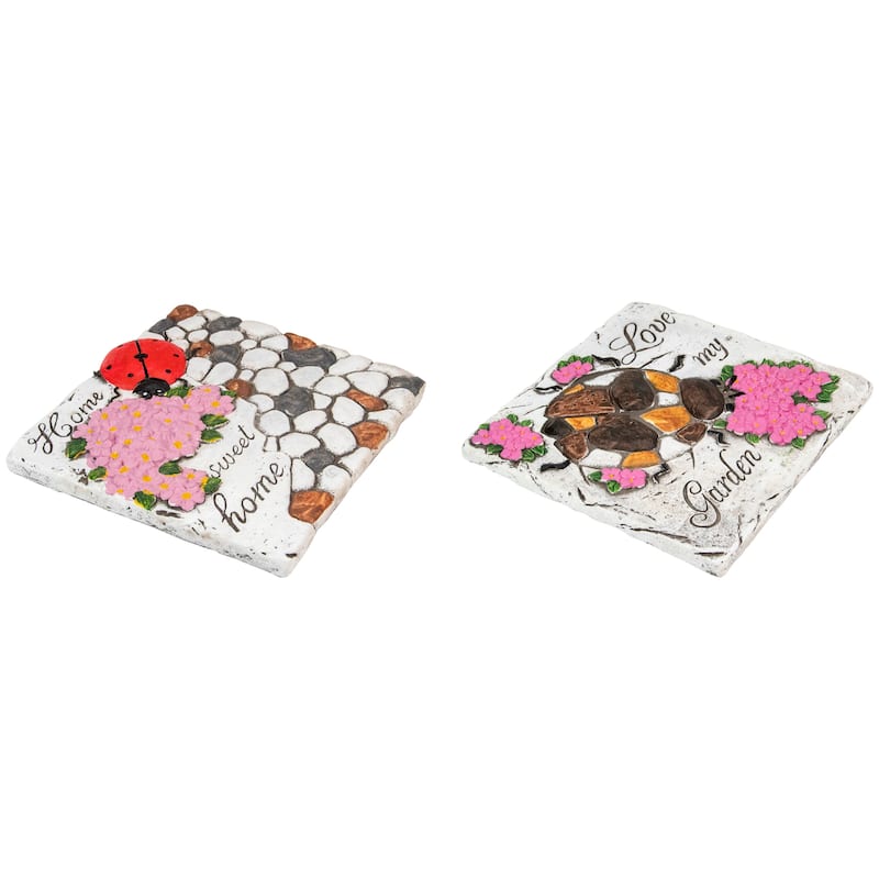 2 Love my Garden Home Sweet Home Floral Outdoor Garden Stones 7"