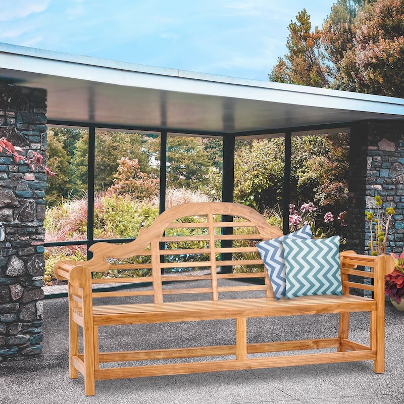 Chic Teak Lutyens Teak Wood Outdoor Garden & Patio Triple Bench
