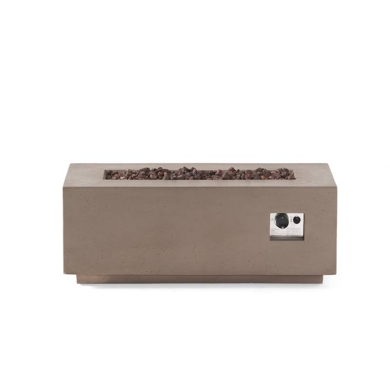 Aidan Outdoor 40,000 BTU Lightweight Concrete Rectangular Fire Pit (No Tank Holder) by Christopher Knight Home