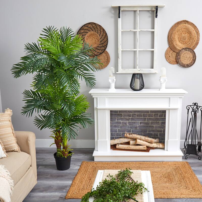 Artificial Palm Tree 6Ft - Tropical Faux Plant Indoor Decor - Elegant Fake Tree for Home Office - 6ft.