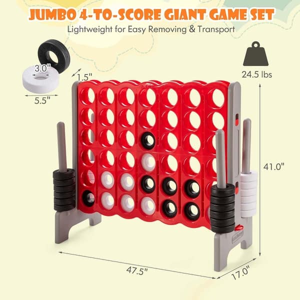 Gymax Jumbo 4-to-Score Game Set Giant 4 in A Row Kids Adults w/ 42