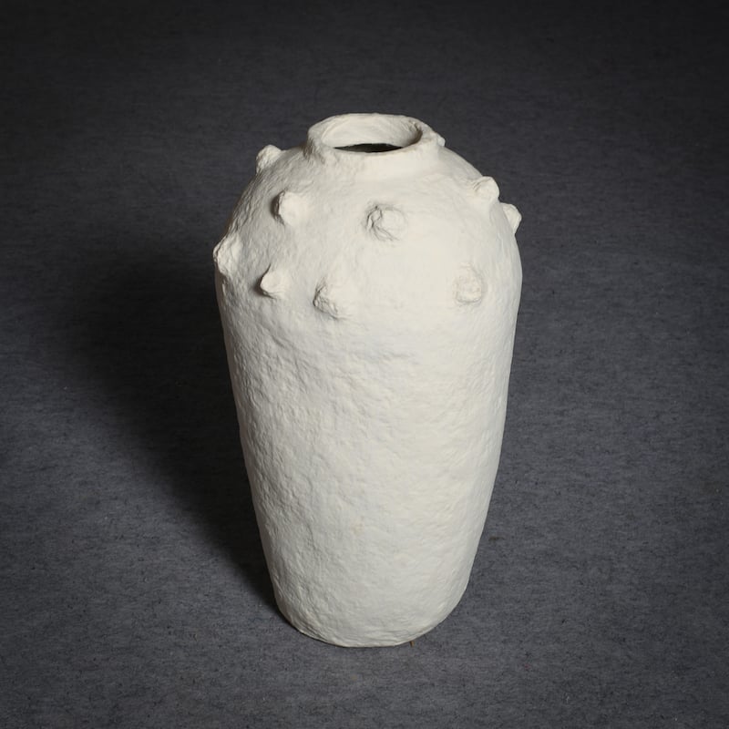 Paper Mache Vase Dia 22" Off-White - Off-White