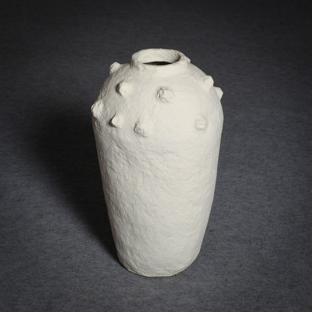 Paper Mache Vase Dia 22" Off-White - Off-White