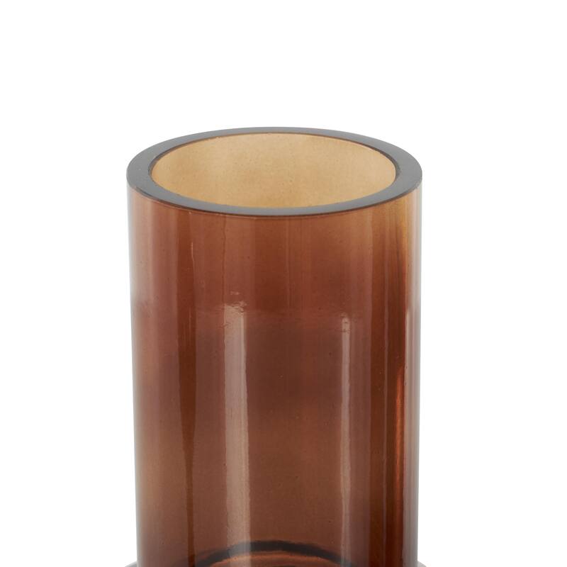 Glass Geometric Shapes Ombre Living Room Decorative Jars with Textured Grooves - Set of 3 Brown - Roche River Decor