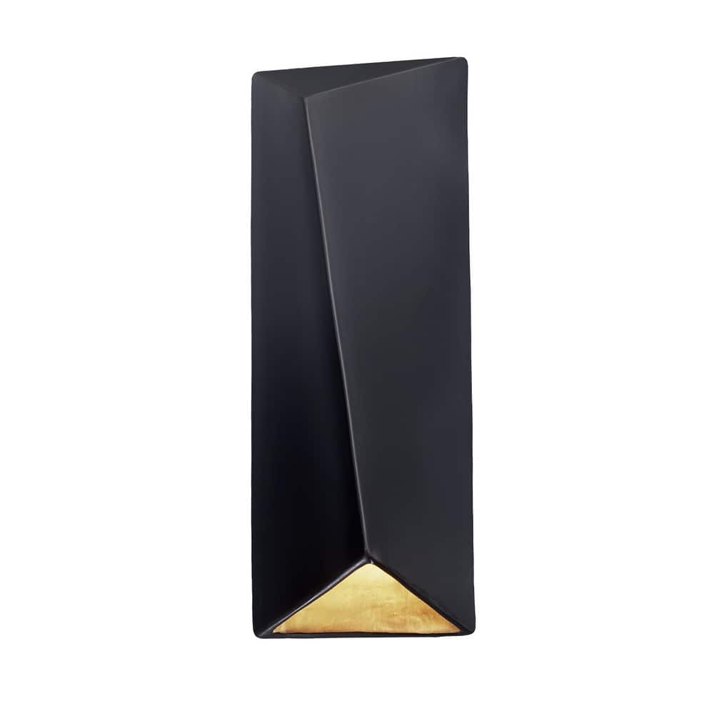 Justice Design Group Ambiance Large Outdoor LED Ceramic Diagonal Rectangle Wall Sconce with Closed Top