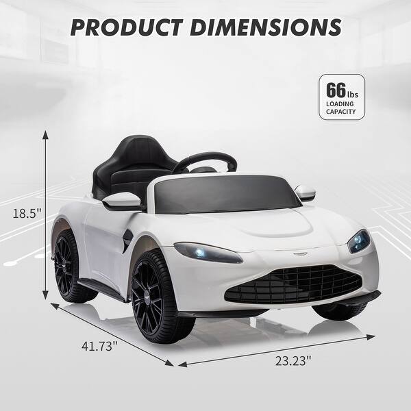 dimension image slide 2 of 5, 12V Ride on Sports Car for Kids Licensed Aston Martin Battery Powered Car