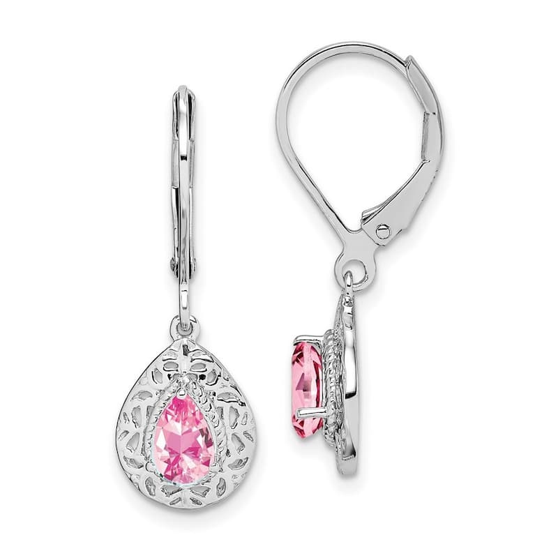 Curata 925 Sterling Silver Dangle Tourmaline Lever Back Earrings 28x9mm