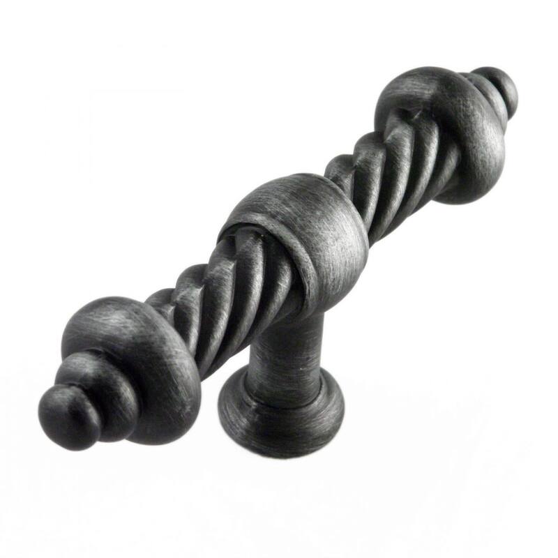 RK International Twisted 3-3/4 Inch Bar Cabinet Knob - Distressed Nickel