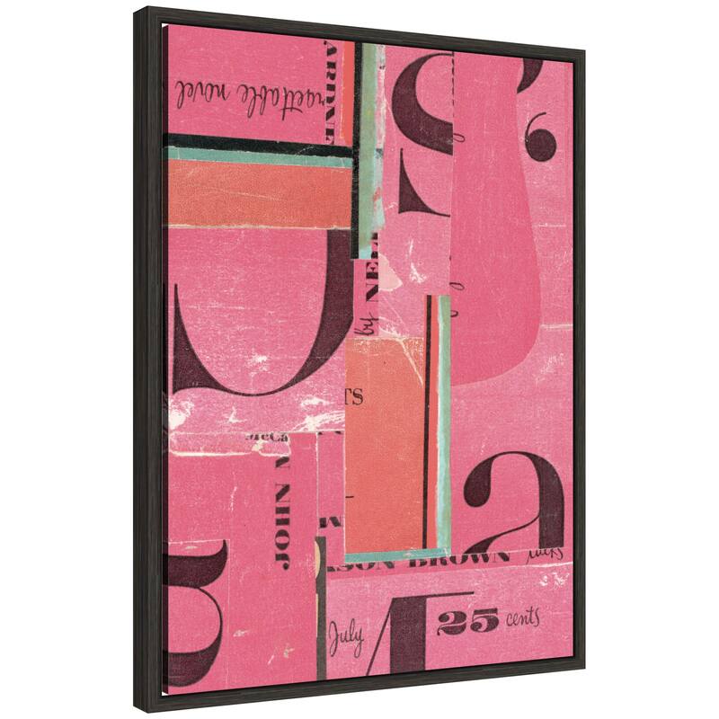 Kate and Laurel Typography Pink FC by Felicia Dadak Framed Canvas Wall Art Print - 18x24 - Grey