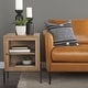 preview thumbnail 24 of 22, Arelius Light Brown Solid Wood w/ Black Metal Frame End/Side Table