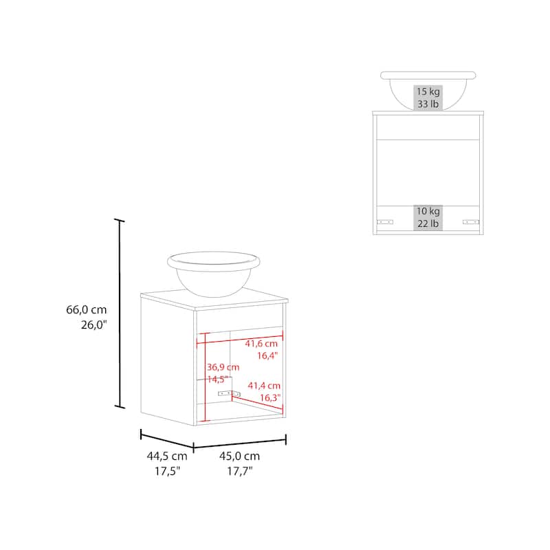 Floating,Wide One-Door Cabinet Vanity,With Wessel Sink And One Shelf, Bathroom Storage,White