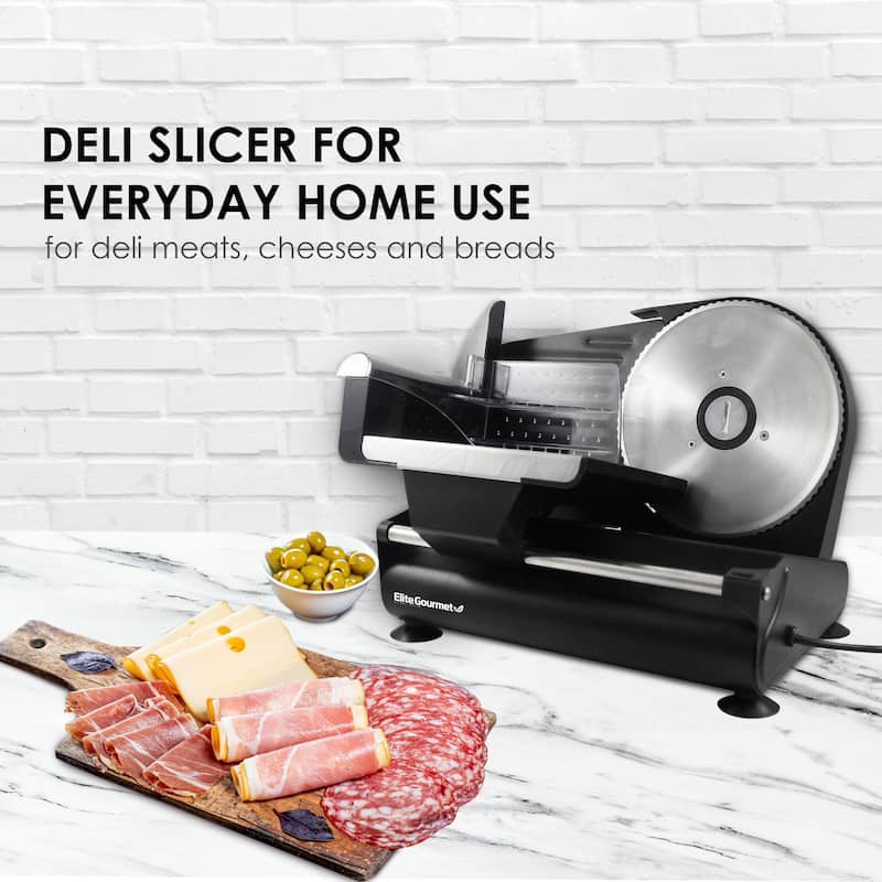 Electric Deli Food Meat Slicer, Removable Stainless Steel Blade 7.5in, Black - 16.90"