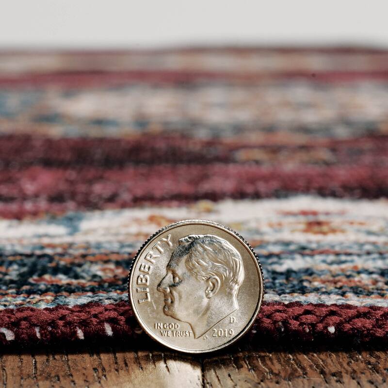 Bryant Machine Washable Ivory & Burgundy Area Rug