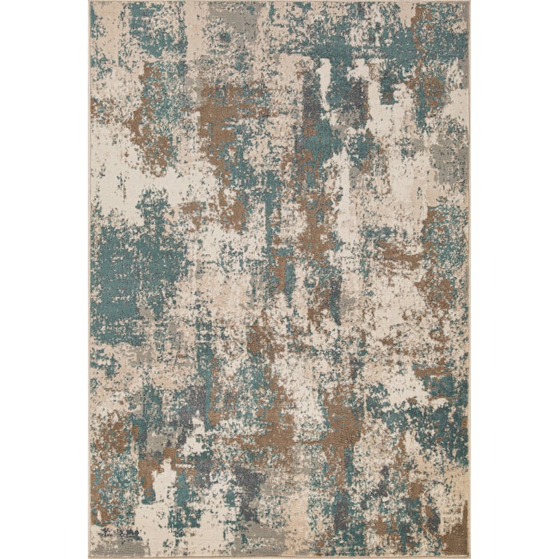 Kriselia Collection Brown/Blue Abstract Area Rug - 5'2'' X 7'7''