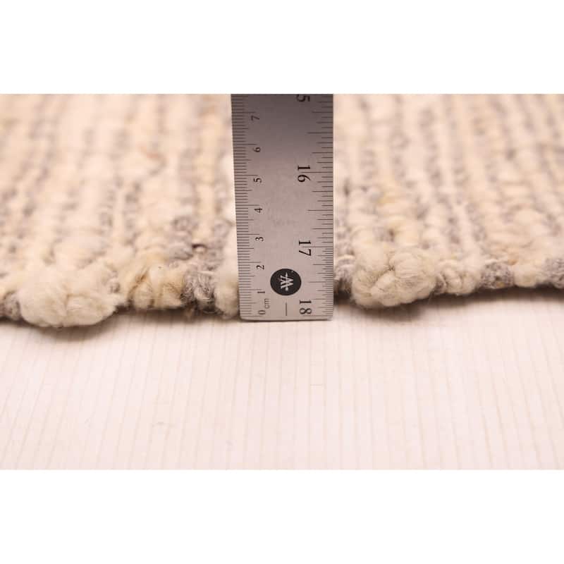 ECARPETGALLERY Braid weave Sienna Cream, Taupe Wool Kilim - 8'5 x 10'0