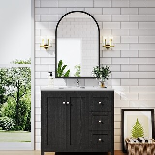 Bathroom Vanity with Top Sink Freestanding Vanity Set with Mirror Cabinet