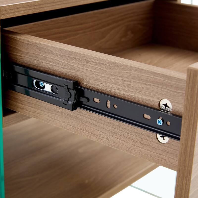 Bedside Table With Drawers With Tempered Glass Legs