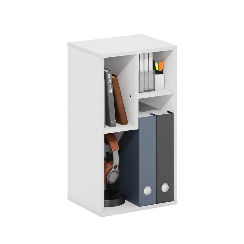21.26 in. Tall White Wood 3-Shelf Bookcase