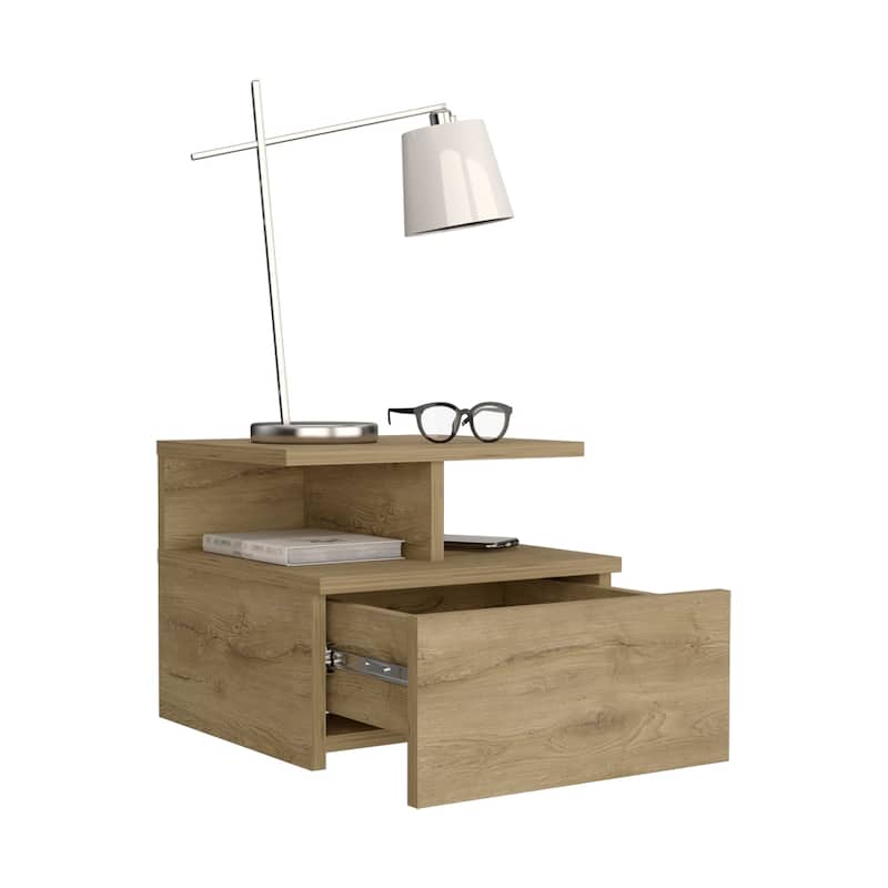 Floating Nightstand Flopini,One Drawer,Macadamia Finish，for Living Room,and Dining Room