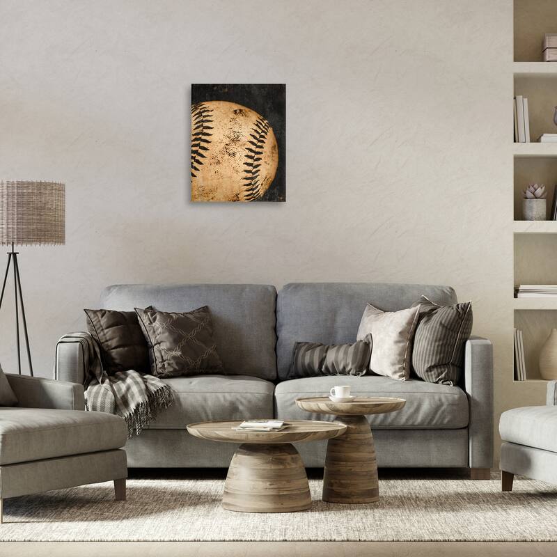 Stupell Vintage Baseball Close Up Canvas Wall Art Design By Kim Allen