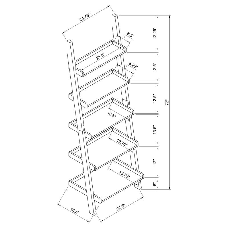 Colella 3-piece Storage Ladder Bookshelf Set Cappuccino - 33.50" x 16.50" x 72.00"