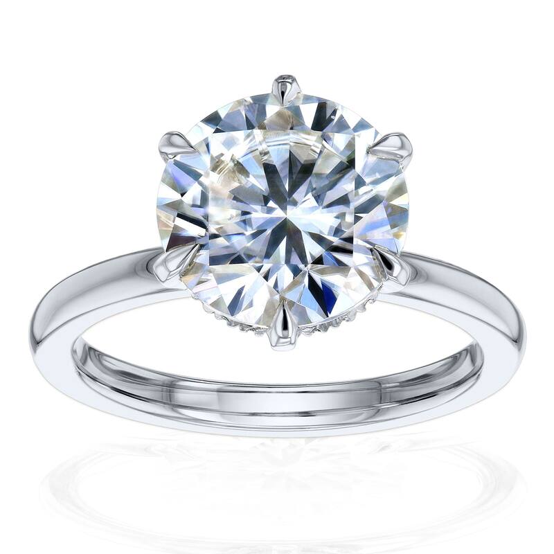 Kobelli 3 Carats Round Lab Grown Diamond Certified 14k Solid Gold Floating Hidden Halo Rosemarie Ring - White - 7