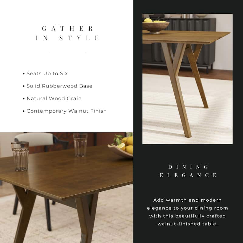 Roundhill Furniture Lavin Modern 7-Piece Dining Set, Wood Dining Table with 6 Curved Back Chairs