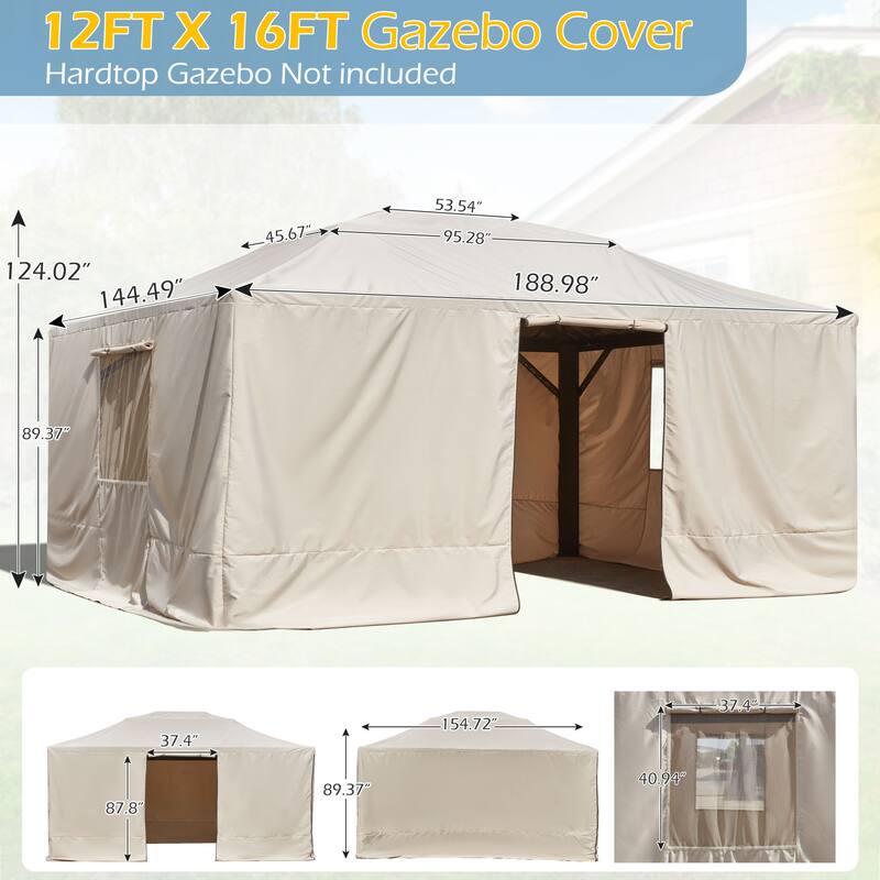EROMMY Winter Gazebo Cover, Outdoor Cover for Hardtop Gazebos, Enclosed Cover with Sidewalls and Mesh Windows