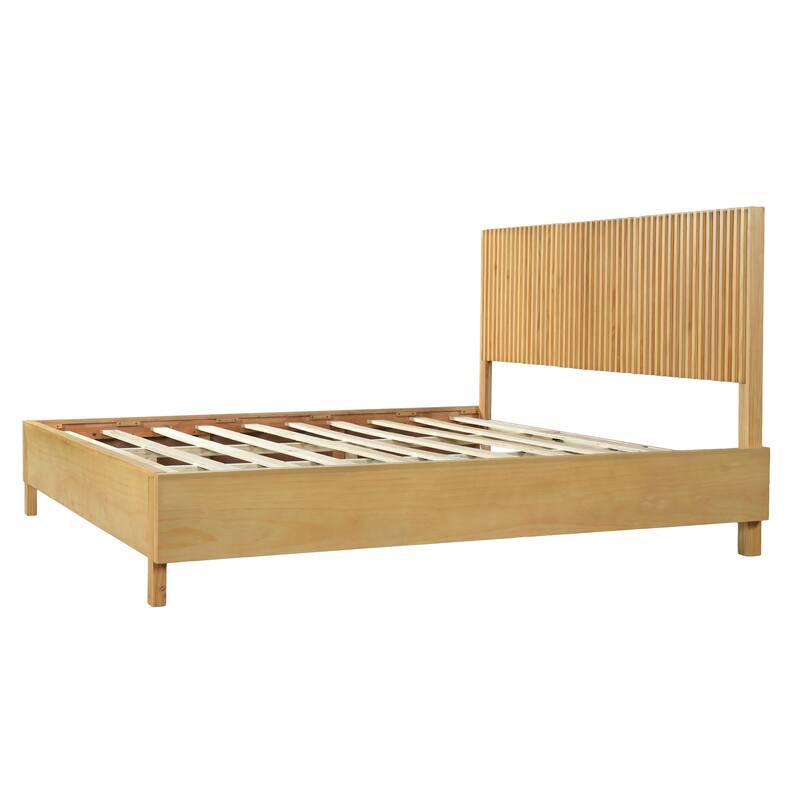 Christopher Knight Home - Adelynn Modern Wood Platform Bed with Vertical Slat Headboard, No Box Spring Needed