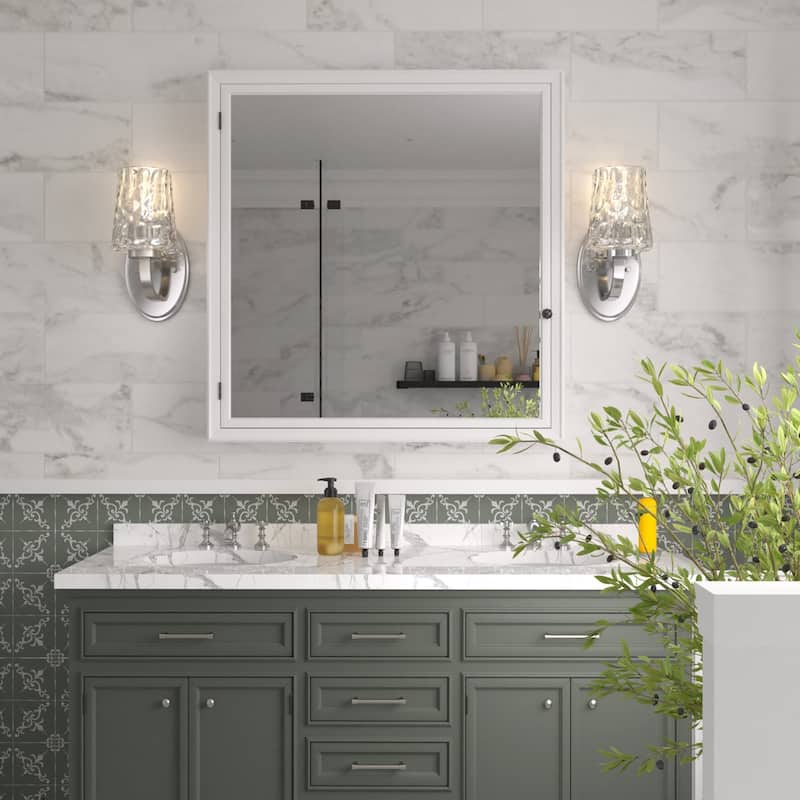 Acroma Modern Bathroom Vanity Light with Art Glass - 1-light