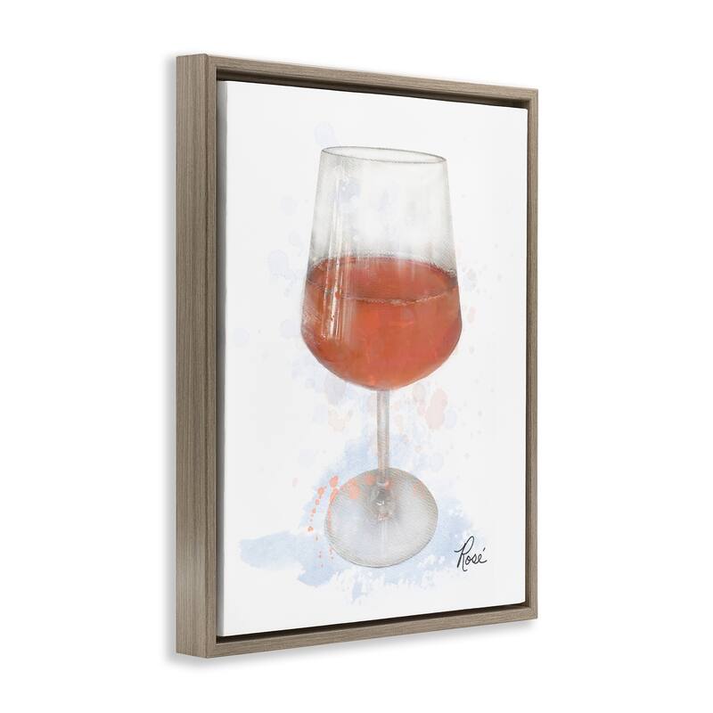 Stupell Modern Rosé in Glass Framed Floater Canvas Wall Art Design By Matthew Piotrowicz