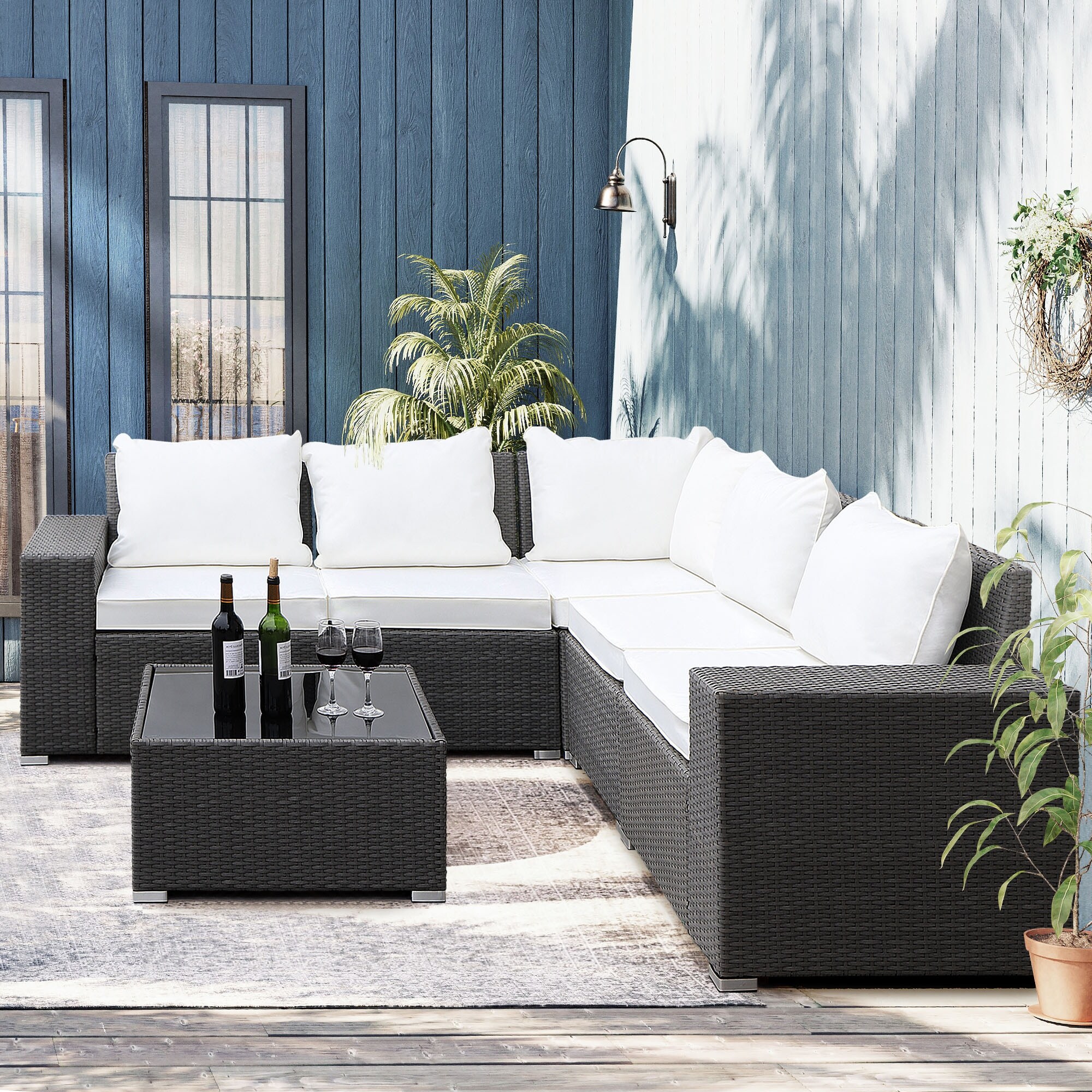 Grey rattan sales garden sofa