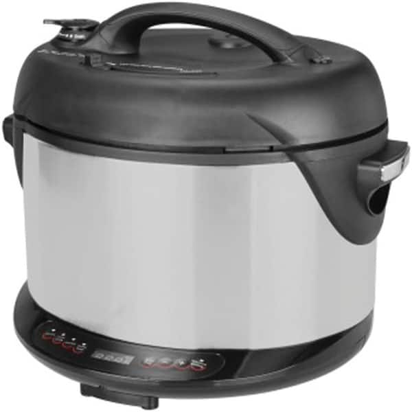 Indoor Electric Pressure Cooker and Smoker, Black and Stainless
