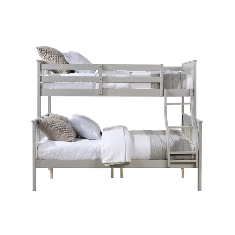 Twin/Full Pine Wood Bunk Bed with Slat System and Ladder