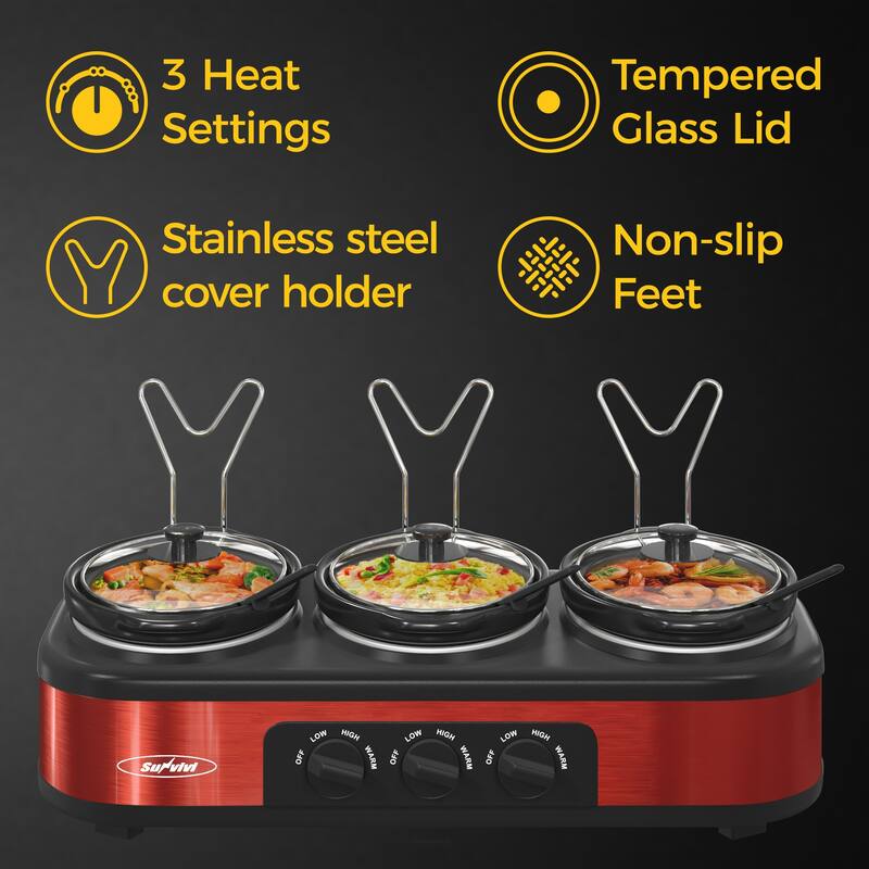 Royalcraft Triple Slow Cooker Stainless Steel